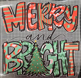 "MERRY AND BRIGHT" HOLIDAY WRAPPING PRINT, DTF TRANSFER SHEET