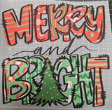 "MERRY AND BRIGHT" HOLIDAY WRAPPING PRINT, DTF TRANSFER SHEET