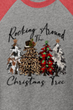 CHRISTMAS "ROCKING AROUND THE CHRISTMAS TREE" UNISEX TRIBLEND 3/4-SLEEVE RAGLAN TEE SHIRT
