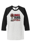 CHRISTMAS "SMALL TOWN CHRISTMAS" UNISEX TRIBLEND 3/4-SLEEVE RAGLAN TEE SHIRT