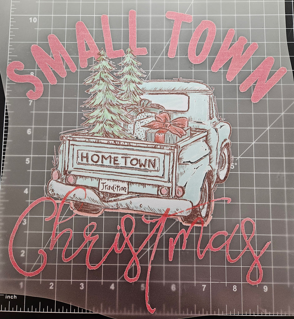 SMALL TOWN CHRISTMAS, GREEN TRUCK DTF TRANSFER SHEET