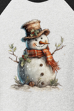 CHRISTMAS "SNOW MAN #24" UNISEX TRIBLEND 3/4-SLEEVE RAGLAN TEE SHIRT