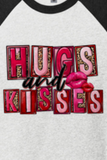 Valentines "HUGS AND KISSES"-UNISEX TRIBLEND 3/4 SLEEVE RAGLAN TEE SHIRT