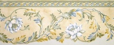 Brewster Scalloped Floral Leaf Scroll Wallpaper Border - 86B72850DC