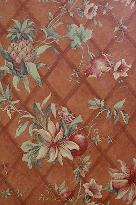 S.A. Maxwell Burnt Orange Tropical Pineapple Wallpaper - 7411-210