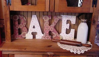 "BAKE" Decorated 9" Multi-Colored Letters  - bk129
