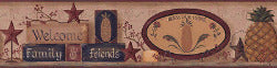 York "Welcome Family & Friends" (brown) Wallpaper Border - BG1625BD