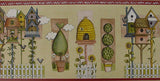 Brewster Birdhouses and Topiaries Multi Colored Wallpaper Border - 238B53242