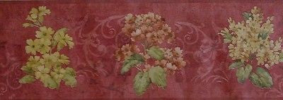 Brewster Red Scroll Floral Wallpaper Border - B.6230