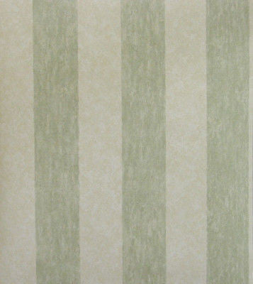 りさページ S.A. Maxwell Seaweed Green and Cream Faux Stripe Wallpaper