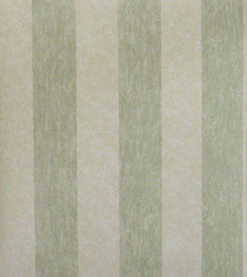 S.A. Maxwell Seaweed Green and Cream Faux Stripe Wallpaper - 7064-838