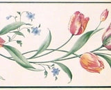 Imperial White Scrolling Tulip Floral Wallpaper Border - MG2002B