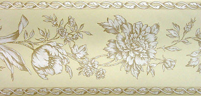 Brewster Light Yellow Floral Satin Wallpaper Border - FDB06944