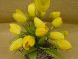 Small Yellow Flowers in a dark brown Metal Container - 00