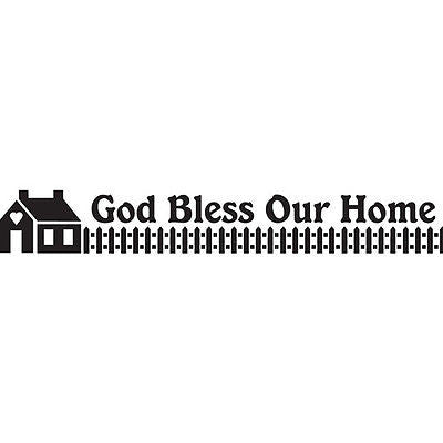 "God Bless Our Home" Inspirational Black Vinyl Wall Lettering - IV054