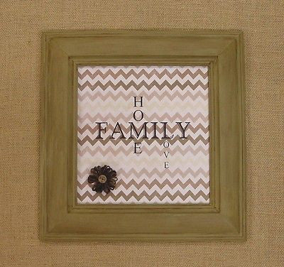 FAMILY  14" x 14" Framed Art in light weight Olive Distressed Frame - 61015