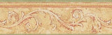 Brewster Honey Gold, Burgundy & Green Scroll Wallpaper Border - FDB08577