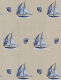 Brewster Sail Boat & Shells (taupe, blue) Wallpaper - FD59609
