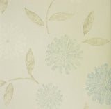 Brewster Zinnia Blue, White & Teal Modern Floral Wallpaper - FD62115