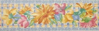 Brewster Painted Flowers Wallpaper Border - B0436
