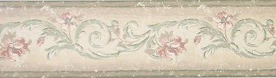 York Weathered Floral Scroll Wallpaper Border - SX3001B