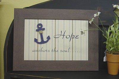 Hope anchors 12" x 17" Framed Art in light weight Brown Wood Look Frame - 7016