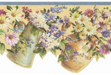Old Pitchers & Flowers Scalloped Wallpaper Border - 236B55300DC