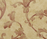 Fine Decor Cream/Burgundy Acanthus Scroll Wallpaper - 43322