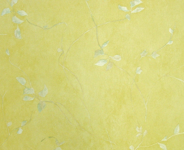 Westchester Prints Yellow Textured Vinyl Faux with Vines Wallpaper - 43618-1