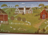 Brewster Country Barns with Chickens (Burgundy) Wallpaper Border - 7064-729B