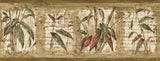 Brewster Brown, Green, Burgundy Bamboo Stalks Wallpaper Border - 80B64171