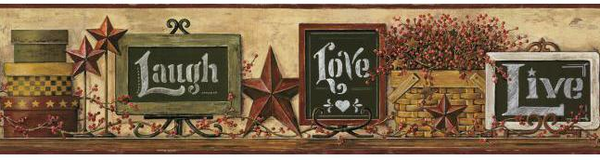 York Wallcoverings Country Keepsakes Country Chalkboard Shelf Border ...