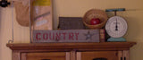 "Country" in Red on Weathered Wood with Metal Star - 11416