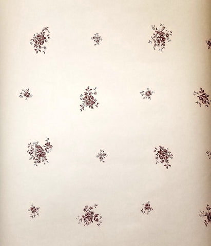 Brewster Off White w/Burgundy Roses Wallpaper - FD45762