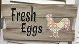 "FreshEggs" with Rooster Distressed Wooden Sign - 21318