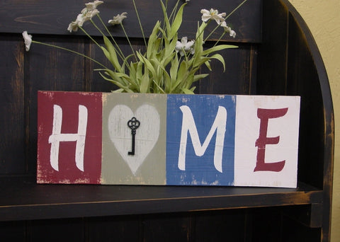 "HOME" hold the Key to your heart Wooden Sign - 1210