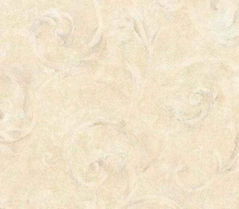 Wallcrown Ltd. Brown, Cream, Grey Scroll Faux Wallpaper - IL42046