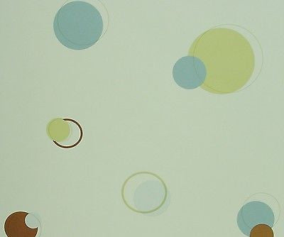 St. James Blue, Green and Brown Circle & Dot Wallpaper - BM9044