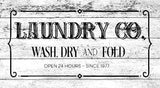 "Laundry Co. Wash, Dry, and fold. Open 24 hours Since 1977" Wall Sticker Vinyl Sticker