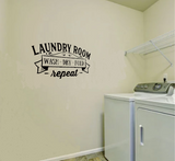 "Laundry Room wash dry fold repeat." Wall Sticker Vinyl Sticker