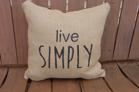 "live Simply" Burlap Pillow - 1206
