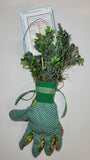 "Love Grows Here" Marigold Flower Garden Glove Arrangement - Handmade