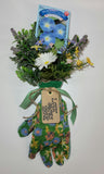 "Love Grows Here" Morning Glory Flower Garden Glove Arrangement - Handmade