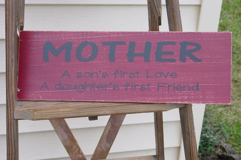 "MOTHER" Distressed Brick Red/Black Wooden Sign - 12917