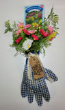 "Love Grows Here" Perennial Mix Flower Garden Glove Arrangement - Handmade