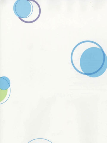 York St. James White, Blue and Green Dot & Circle Wallpaper - SK6207