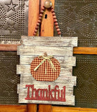 Thankful Pumpkins Wood Look Sign with Bead Hanger